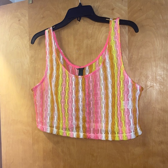WILD FABLE Pink/Yellow Gradient Crochet Knit Cropped Tank Top - Picture 5 of 8